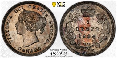 1896 5C Wide Date MS66