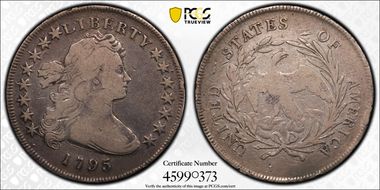 1795 $1 Draped Bust, Off-Center N1