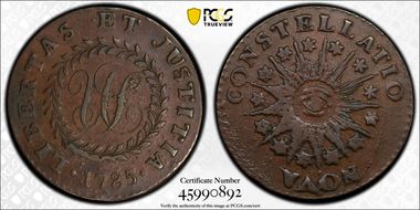 1785 C Nova 1/2P Pointed Rays AU50BN