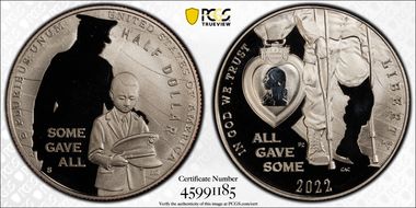 2022-S 50C National Purple Heart Hall of Honor First Strike PR69DCAM