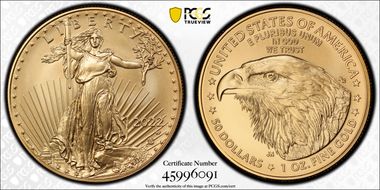 2022-W $50 Burnished Gold Eagle  First Strike SP69