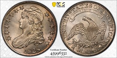 1828 50C Curl Base 2, No Knob MS63