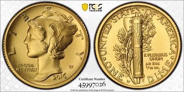 2016-W 10C 100th Anniversary Gold SP70