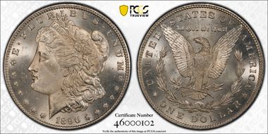 1890-CC $1 Tailbar MS65