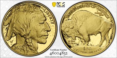 2022-W $50 American Buffalo  .9999 Fine Gold PR70DCAM