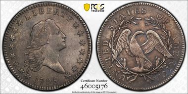 1795/1795 50C Recut Date, 2 Leaves AU50