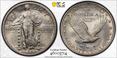 1917-S 25C Type 2 MS63