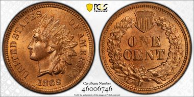 1869 1C MS65RD