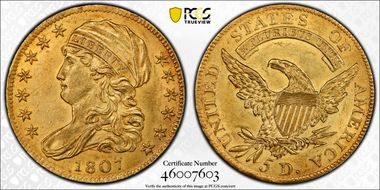 1807 $5 Capped Bust AU58