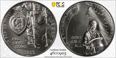 2022-D 50C National Purple Heart Hall of Honor MS70