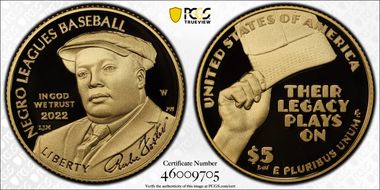2022-W $5 Negro Leagues Baseball PR70DCAM