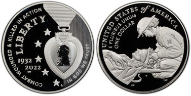 2022-W $1 National Purple Heart Hall of Honor First Strike PR69DCAM