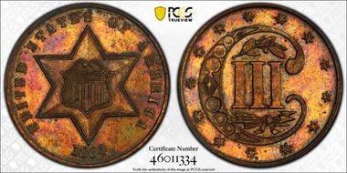 1864 3C J-375 PR63RB