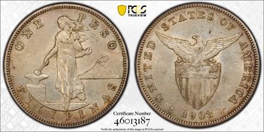 1903-S Peso KM-168 Ag AU55