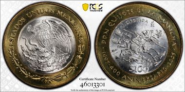 2005-Mo 100 P 400th Ann Don Quijote KM-705  Ag / AlBr MS66