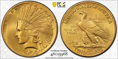 1909 $10 MS62