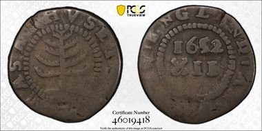 1652 Shilling Pine Tree, Small Planchet N1