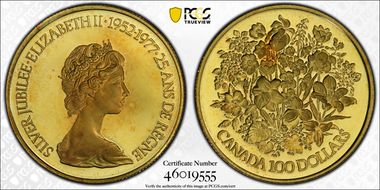 1977 G$100 Silver Jubilee PR67DCAM