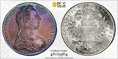 "1780"-S.F. Thaler Modern Restrike (1853-Present) MS67