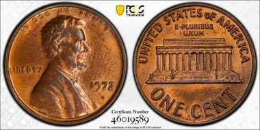 1972 1C Doubled Die Obverse MS63RB