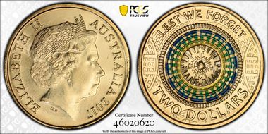 2017 $2 Lest We Forget Colorized MS66