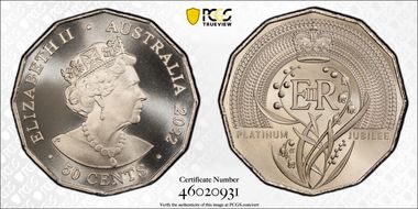 2022 50C Elizabeth II Platinum Jubilee MS69