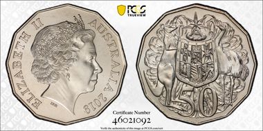 2019 50C Dodecagon 50C 50th Ann. I. Rank Broadley Effigy MS68