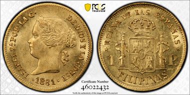 1861 Peso KM-142 Au MS62