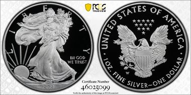 2021-W  $1 Silver Eagle - Type 1 First Strike PR69DCAM
