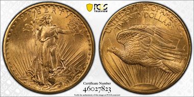 1908 $20 No Motto MS66