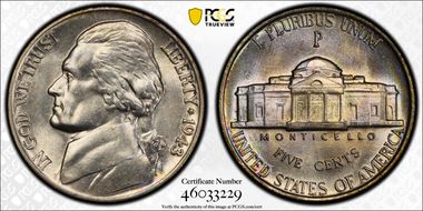 1943-P 5C Doubled Die Obverse MS65