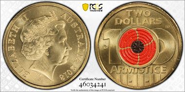 2018-C $2 Armistice Centenary Colorized MS68