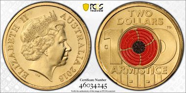 2018-C $2 Armistice Centenary Colorized MS69
