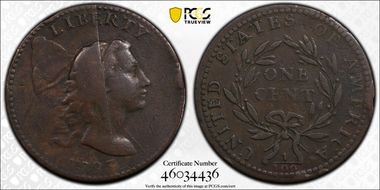 1793 1C Liberty Cap, S-14 VF25BN