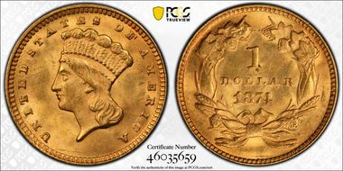 1874 G$1 MS64