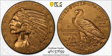 1910 $5 AU58