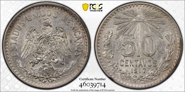 1917-M 50C Wide Date AU58