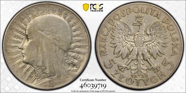 1933(w) 5 Zl Queen Jadwiga KM-21  Ag N1