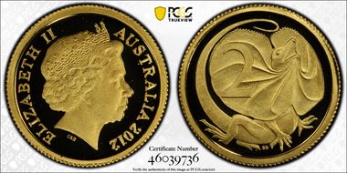 2012 2C Frill Neck Lizard 0.5g Gold PR70DCAM