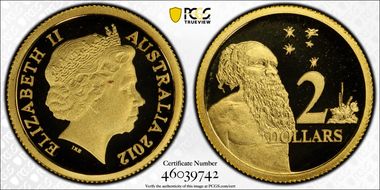 2012 $2 Aboriginal 0.5g Gold PR70DCAM