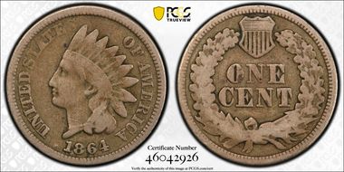 1864 1C Copper-Nickel VG8