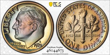 1971-S 10C PR68