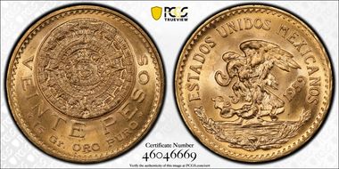 1959 20 Peso KM-478  Au MS66