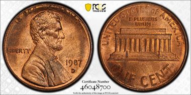 1987-D 1C MS65RB
