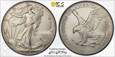 2021-W $1 Burnished Silver Eagle-Type 2 SP66