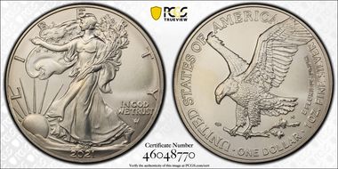 2021-W $1 Burnished Silver Eagle-Type 2 SP65