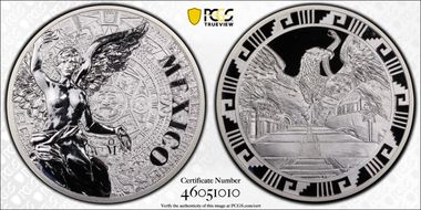 (2016)-Mo Medal "Mexican Elements" Ag 5oz PR69DCAM