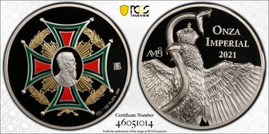2021 Medal Onza Imperial H. R. Colorized Ag PR69DCAM