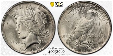 1923 $1 VAM 1V, Extra Hair MS64