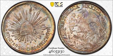 1842-Zs OM 8 R Zs22 Die Style of 1842-1845 ↑↓ MS62